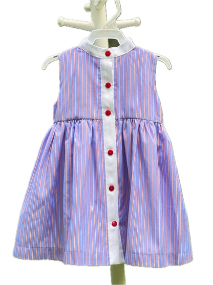 Vestido Azul rayas rojas