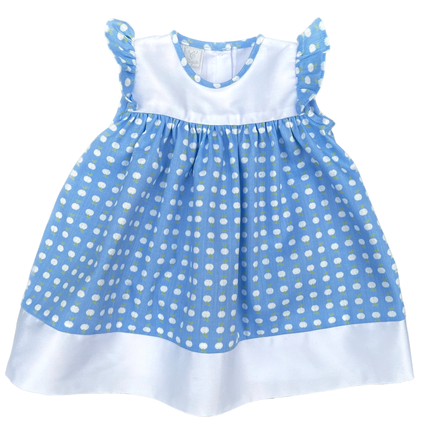 Vestido azul y rodete blanco
