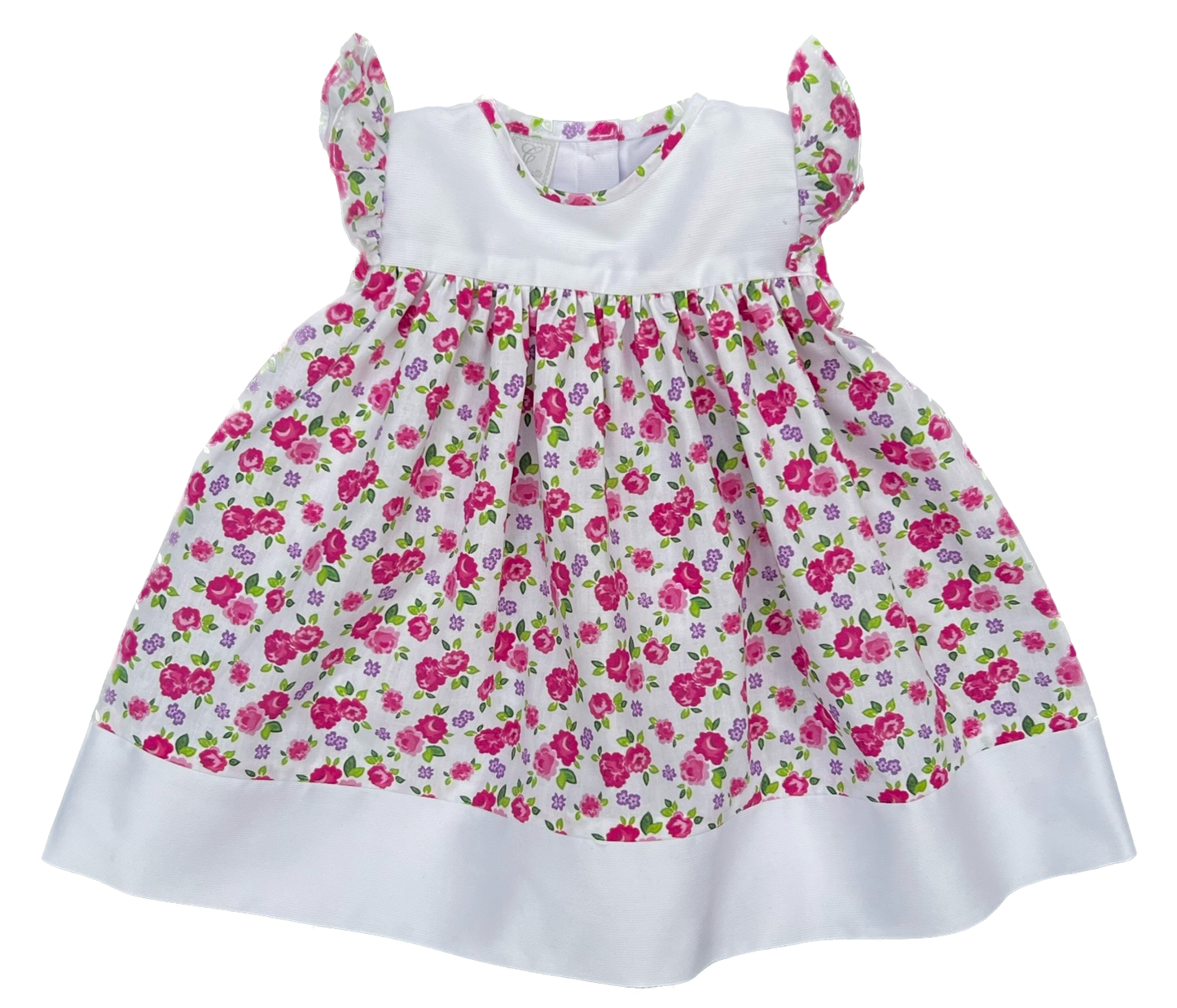 Vestido flower print rojo y rodete blanco