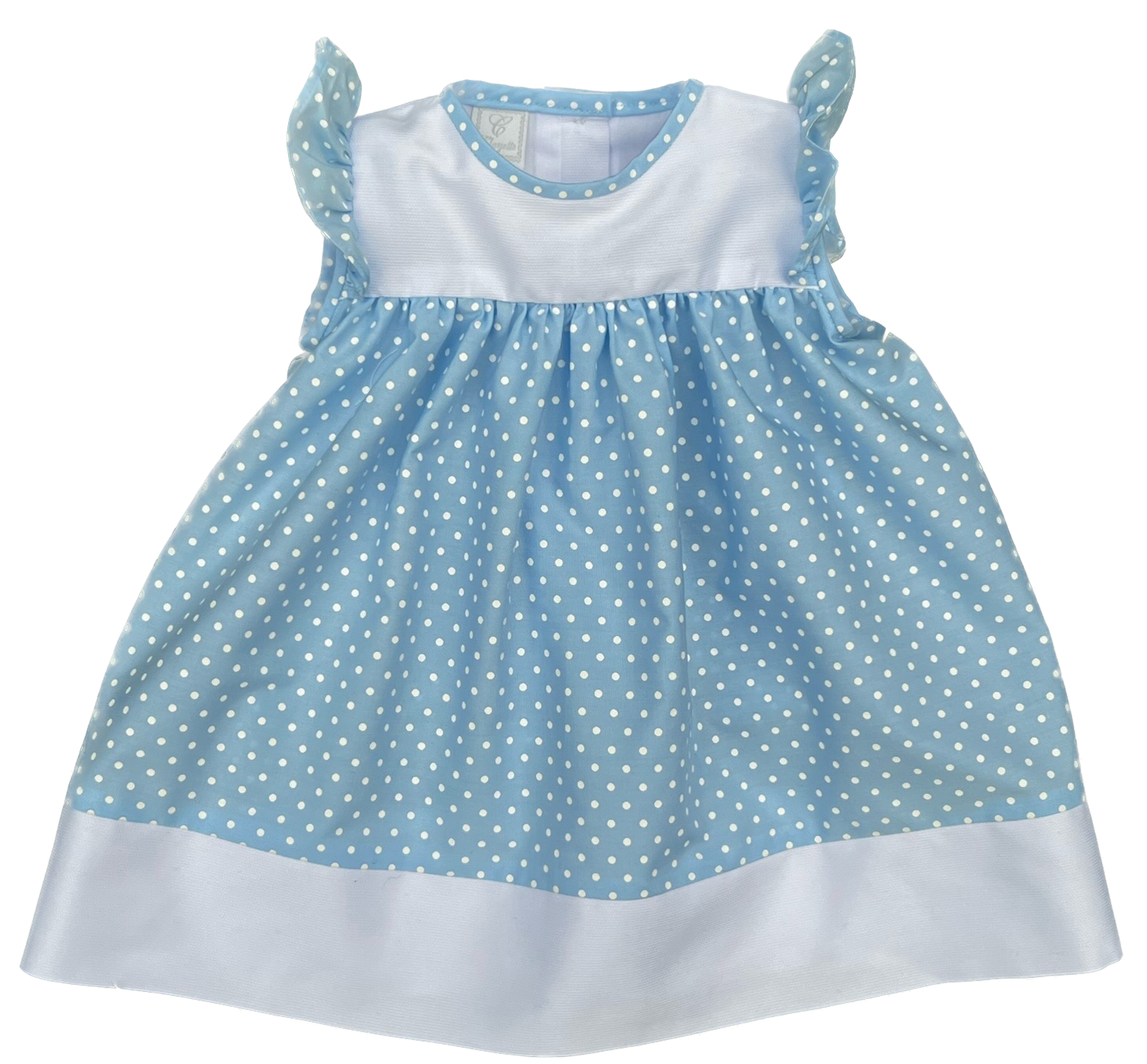 Vestido azul con puntitos blancos